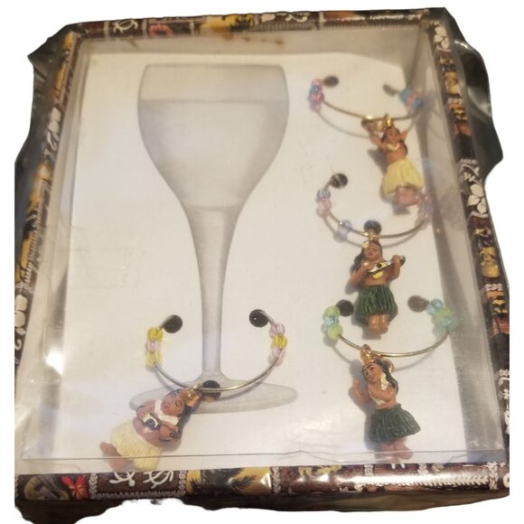 KC Hawaii Wine Charms 4 piece Hula Dancers - Picture 3 of 4